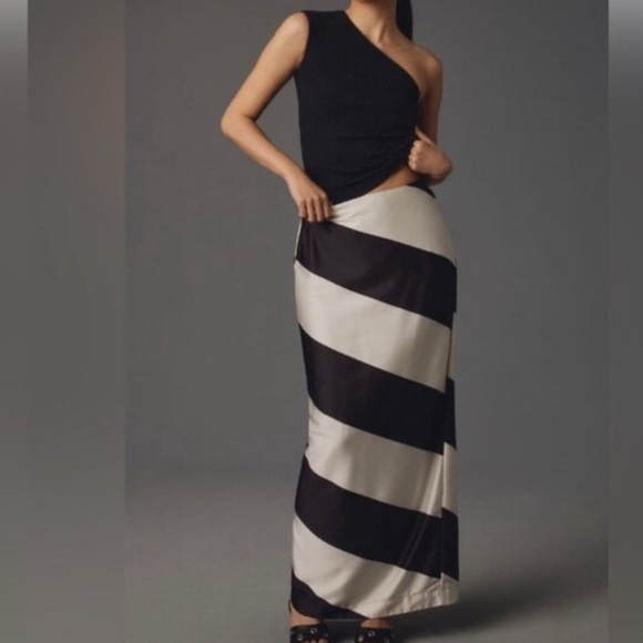 Anthropologie Dresses & Skirts - Maeve Anthropologie Striped Column Maxi Skirt Black White Small